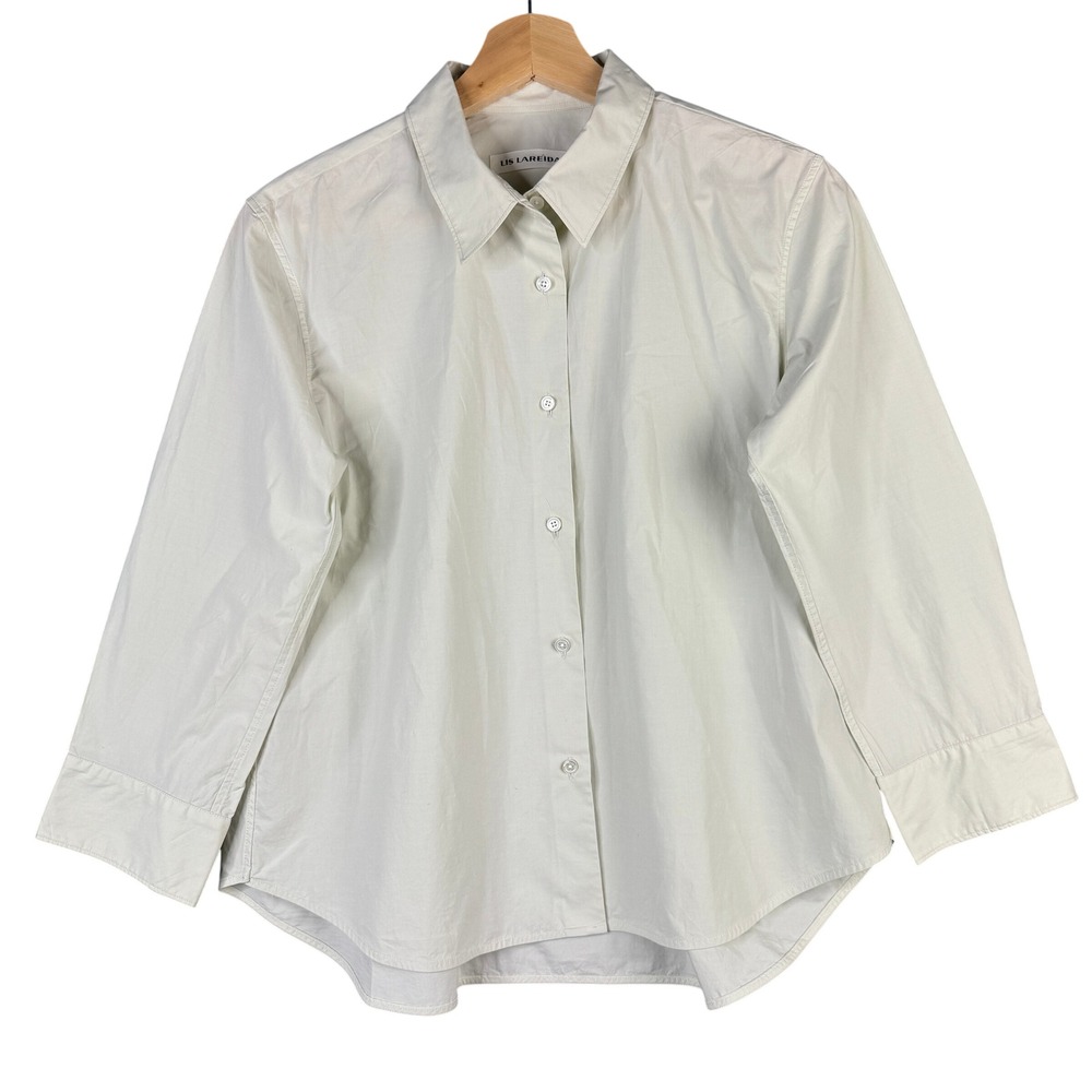 Lis Lareida 556 Barcley Cotton Stretch Button Down Shirt Beige Size 38